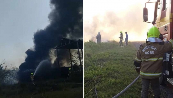 Fogo em vegetação quase atinge tanques de petróleo em Tarauacá e por pouco não causa uma tragédia